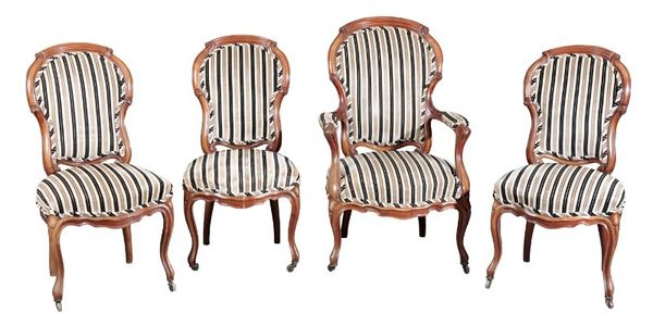 A SET OF FOUR DANISH MAHOGANY SALON CHAIRS