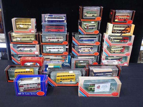 A COLLECTION OF DIE CAST BUSES AND COACHES