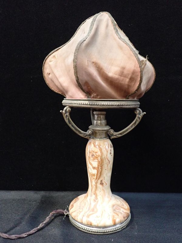 AN EARLY 20th CENTURY ITALIAN SILVER-MOUNTED MARBLE TABLE LAMP