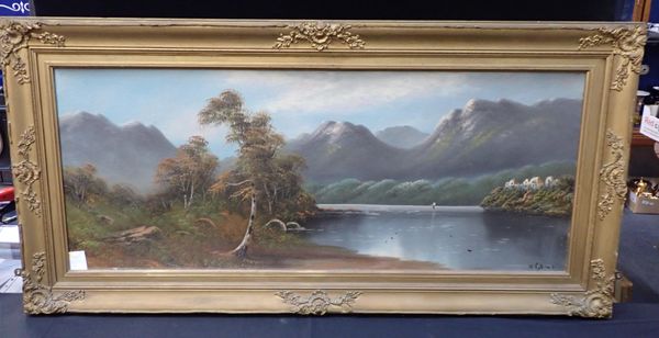 W. COLLINS: LAKE SCENE, OIL ON BOARD