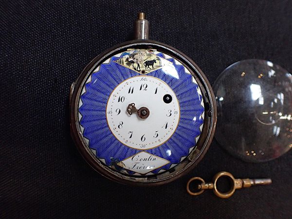 COULIN FRERES: AN ENAMEL DIAL POCKET WATCH