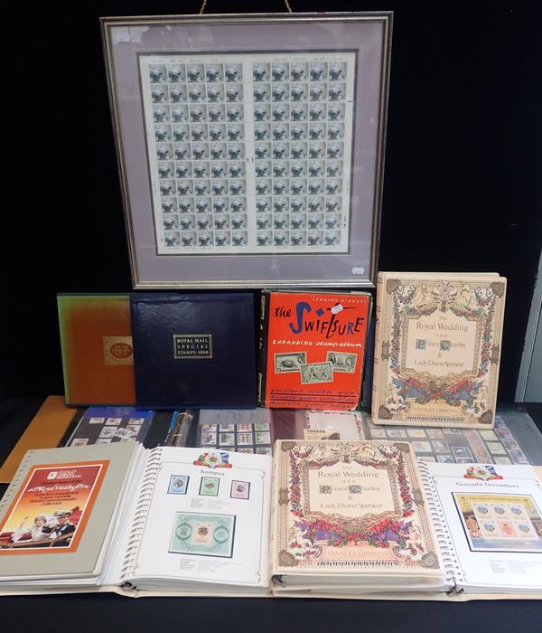 GB AND WORLD STAMPS WITH 1981 ROYAL WEDDING IN FOUR ALBUMS MUH