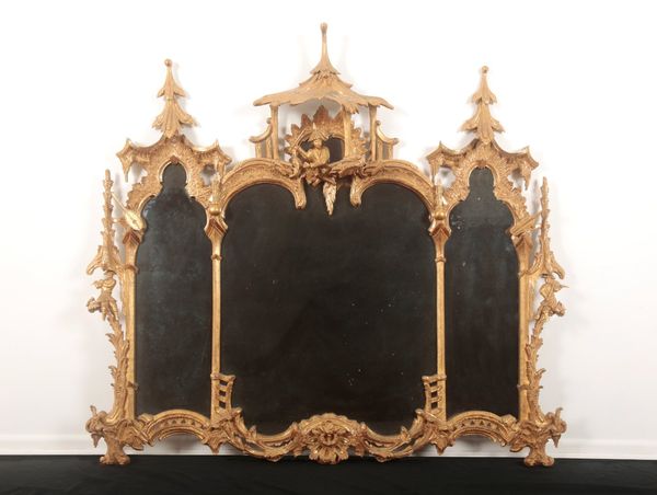 A GILTWOOD MIRROR OF CHINESE CHIPPENDALE DESIGN OF GEORGE III STYLE