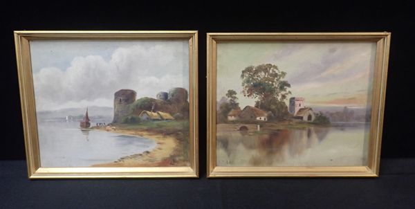 A PAIR OF 19th CENTURY NAIVE LANDSCAPE OIL PAINTINGS