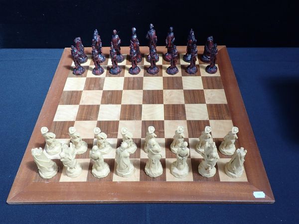 A STUDIO ANNE CARLTON AMERICAN CIVIL WAR RESIN CHESS SET