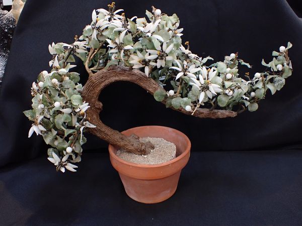 A MODEL BONSAI TREE WITH GLASS FOLIAGE