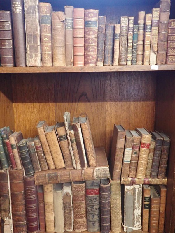 A COLLECTION OF OLD LEATHER-BOUND BOOKS