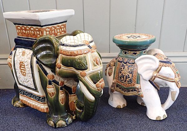 TWO CERAMIC ELEPHANT SEATS