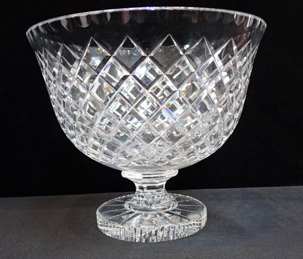 A HEAVY CRYSTAL FOOTED BOWL