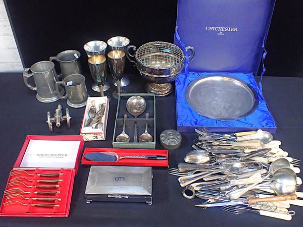 A PAIR OF  MAPPIN & WEBB SILVER-PLATED MODERNIST GOBLETS