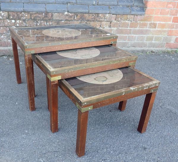 A NEST OF THREE 1960s/70s MAP-TOP TABLES