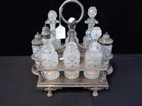 A SILVER PLATED CRUET STAND