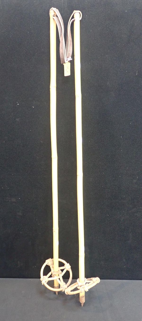 A PAIR OF VINTAGE BAMBOO SKI POLES
