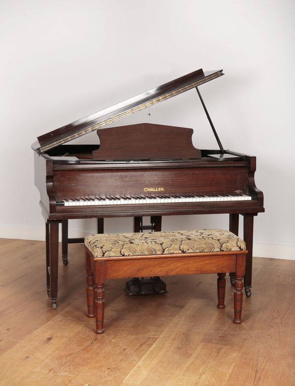 CHALLEN: A MID CENTURY MAHOGANY BOUDOIR GRAND PIANO