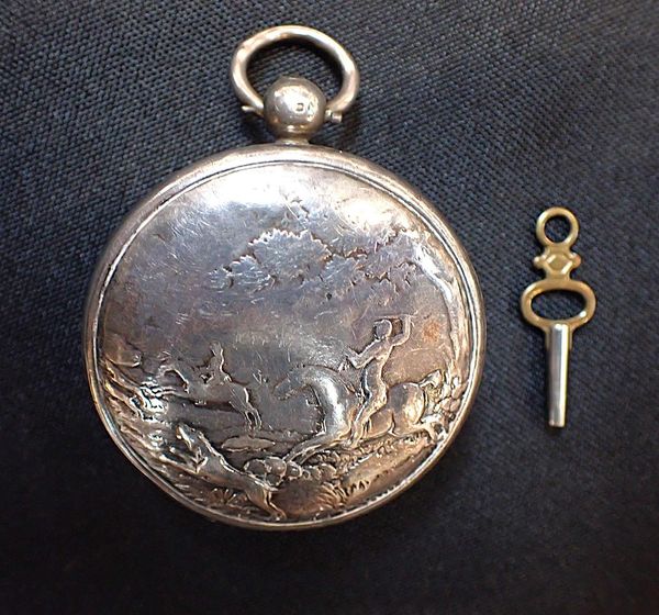 A SILVER-CASED HUNTER POCKET WATCH BY NATHl. HEDGE, COLCHESTER