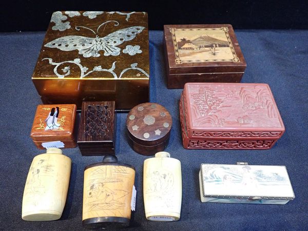 A COLLECTION OF BONE SNUFF BOTTLES WITH EROTIC SCENES