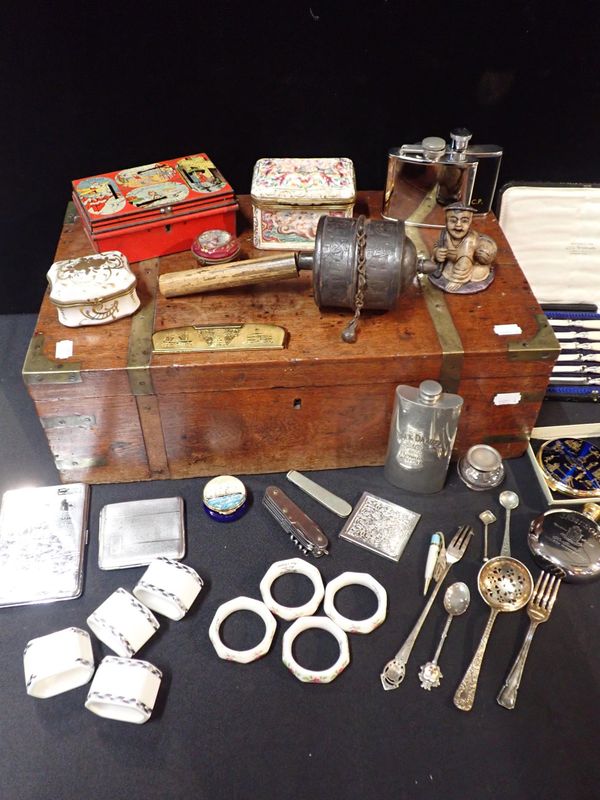 A BRASS MOUNTED MAHOGANY BOX, WITH KEY