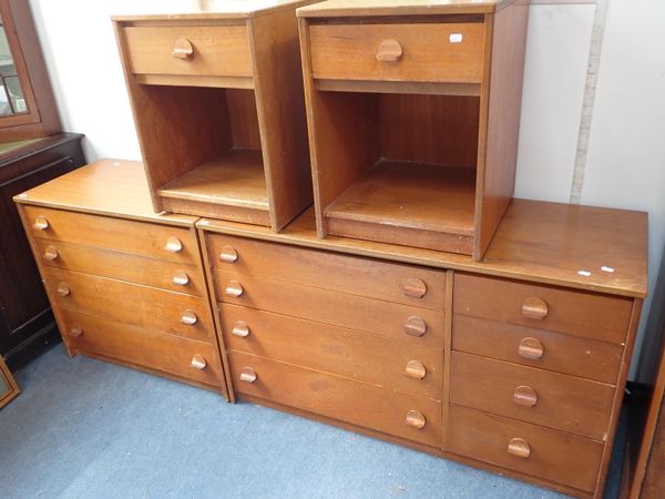 STAG FURNITURE: A MID-CENTURY TEAK PAIR OF BEDSIDE CABINETS