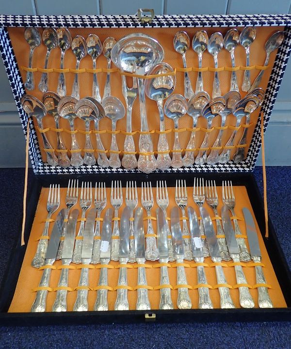 A  SILVER-PLATED KINGS PATTERN CANTEEN