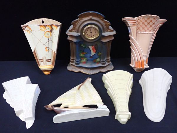 A COLLECTION OF ART DECO CERAMIC WALL POCKETS