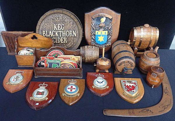 A COLLECTION OF WOOD MOUNTED  SHEILD WALL PLAQUES