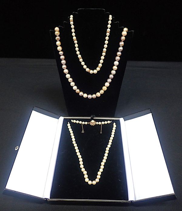 THREE PEARL NECKLACES