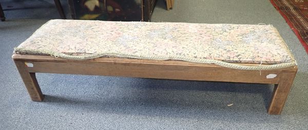 A MAHOGANY LONG FOOTSTOOL