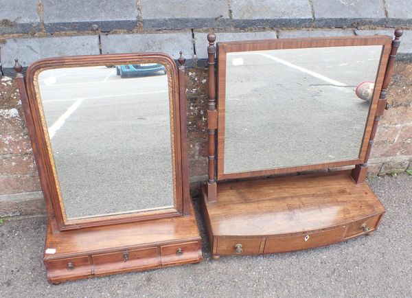 TWO MAHOGANY TOILET MIRRORS