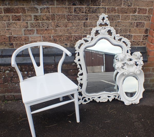TWO PAINTED ROCOCO STYLE MIRRORS