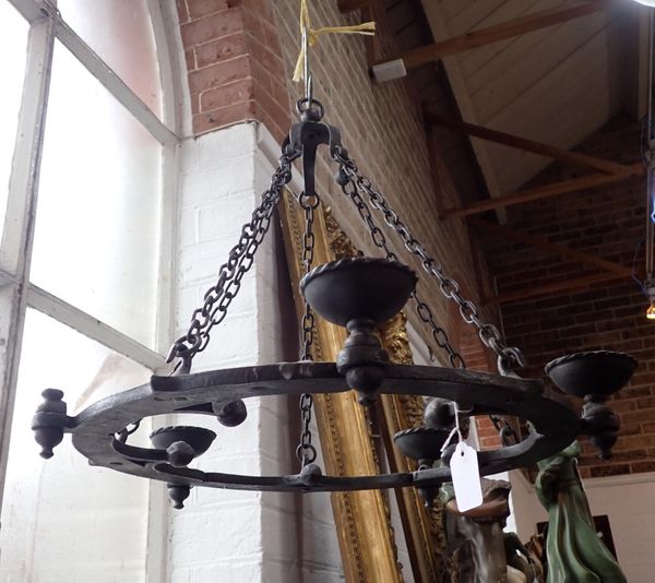 AN IRON GOTHIC STYLE HANGING LIGHT