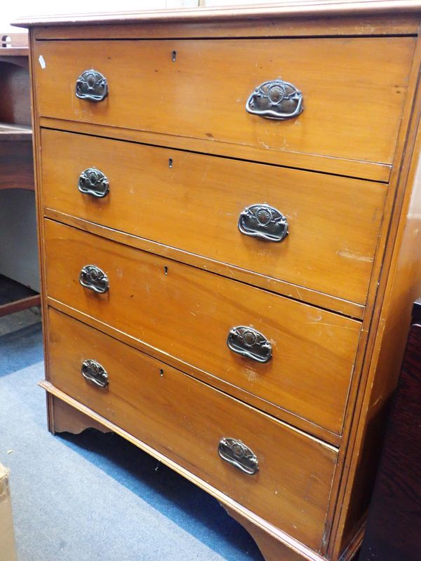 AN EDWARDIAN BIRCH CHEST OF DRAWERS