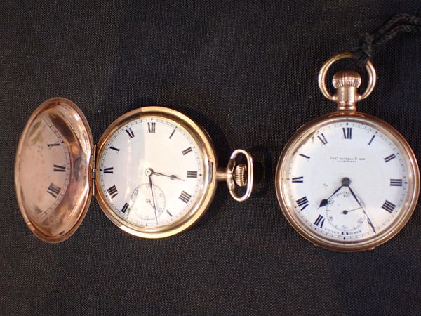 A DENNISON STAR CASED GOLD-PLATED KEYLESS POCKET WATCH