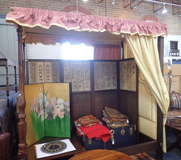 A GEORGE III STYLE MAHOGANY FOUR-POSTER SINGLE BED