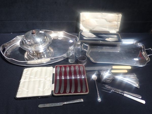 A CASED SET OF KNIVES WITH FILLED SILVER HANDLES