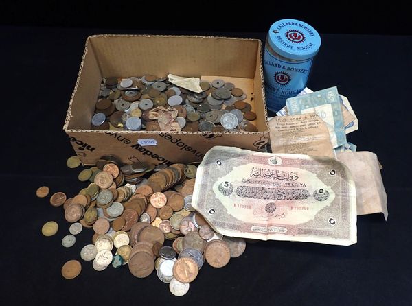 A COLLECTION OF COINS AND PAPER MONEY