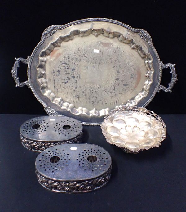 A LARGE SILVER PLATED TRAY