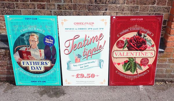 THREE ORIGINAL 'COSY CLUB' SIGNS