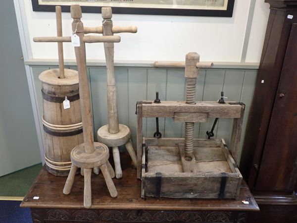 A VINTAGE WOODEN APPLE PRESS