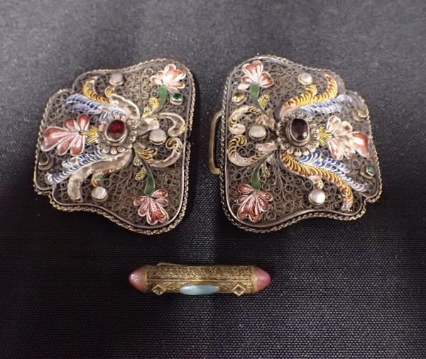 RUSSIAN ENAMELLED FILIGREE BUCKLE