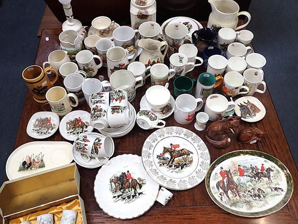 A QUANTITY OF FOXHUNTING THEMED CERAMICS