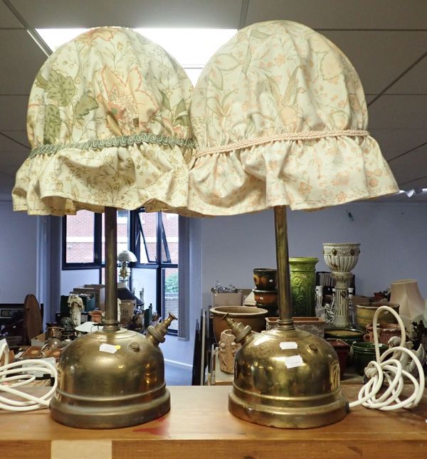 A PAIR OF BRASS 'TILLEY LAMPS'