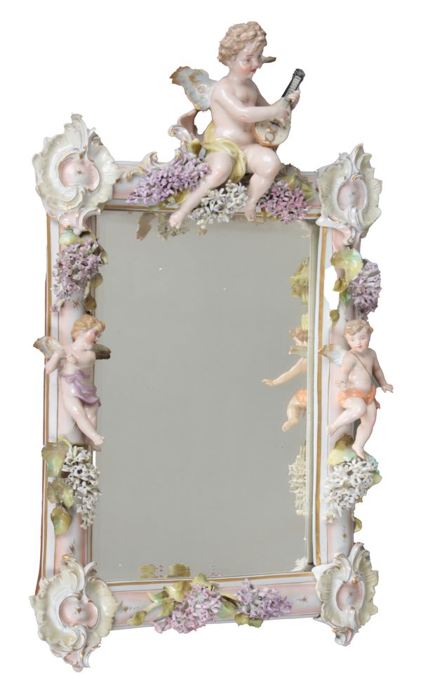 A CONTINENTAL PORCELAIN MIRROR