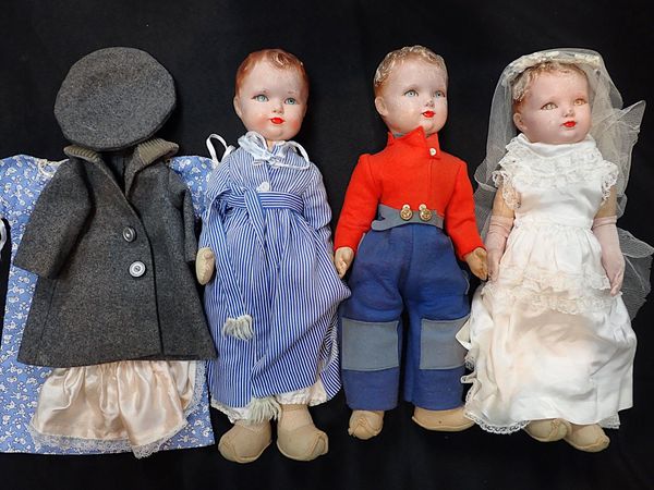 THREE DEAN'S RAG BOOK DOLLS