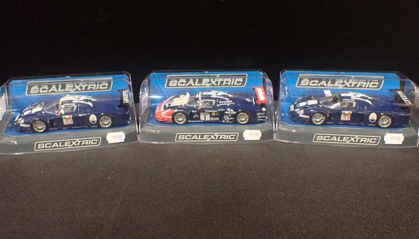 THREE BOXED SCALEXTRIC 'MASERATI' RACE CARS