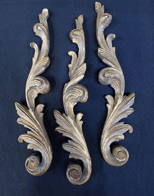 THREE GILTWOOD FOLIATE ROCOCO SCROLLS