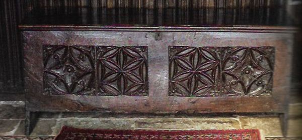A Henry VIII Oak Boarded Coffer