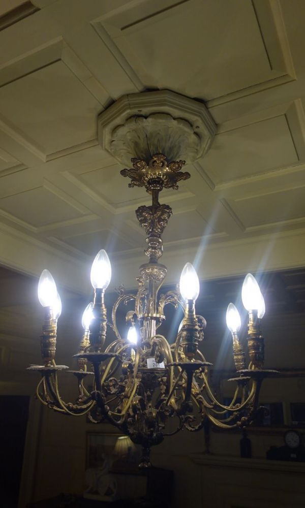 A Continental Gilt Brass Chandelier