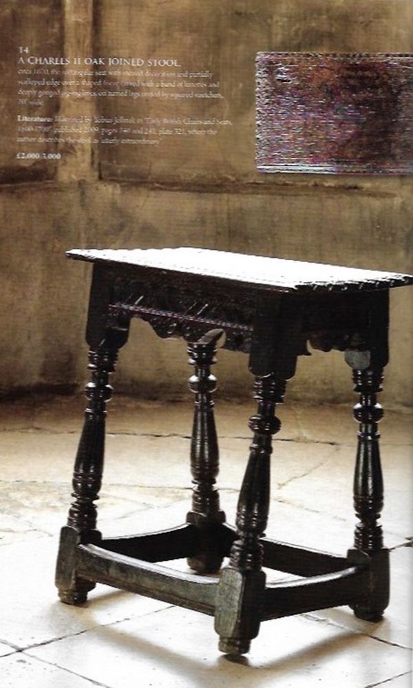 A Charles II Oak Joined Stool