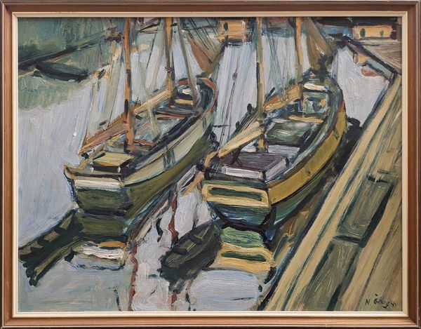 20th Century Swedish School 'Boats in the Harbour'