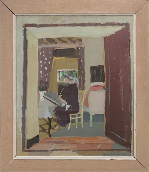 20th century Swedish sch ‘Artist working in an interior’